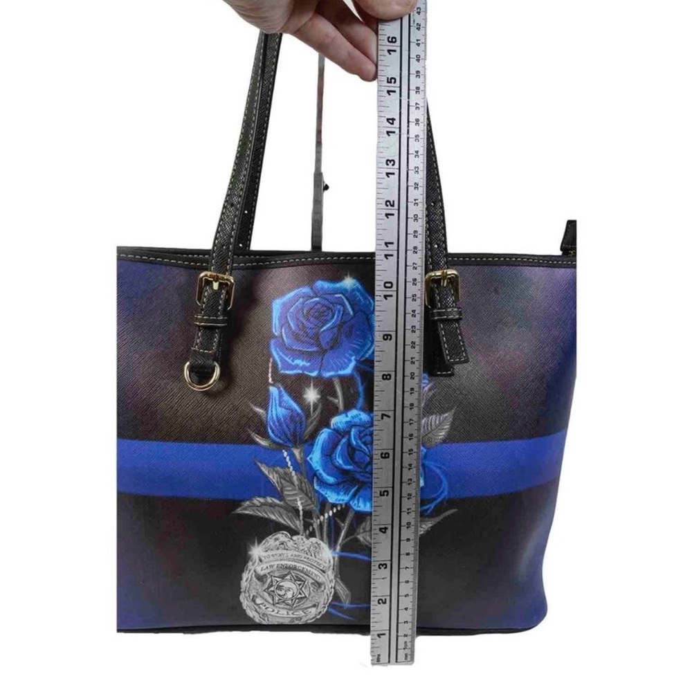 Elegant Blue Law Enforcement Support Floral Tote Bag NWOT - Picture 3 of 7